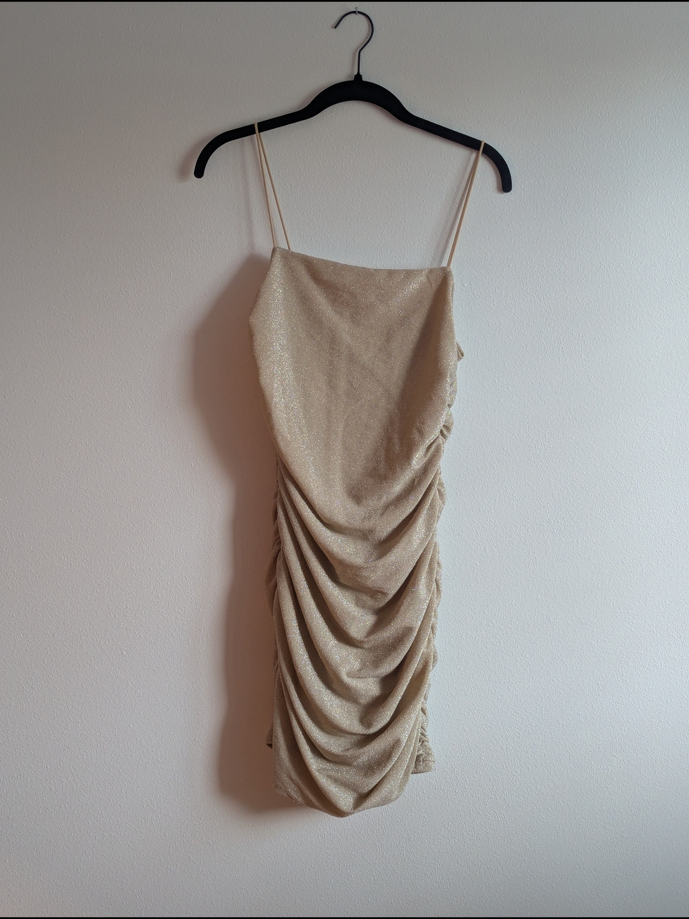 Sparkle Ruched Slip Homecoming Party Cocktail Dress in Gold